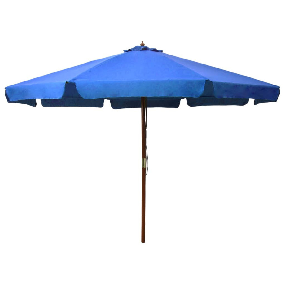 vidaXL Parasol met houten paal 330 cm azuurblauw afbeelding 1