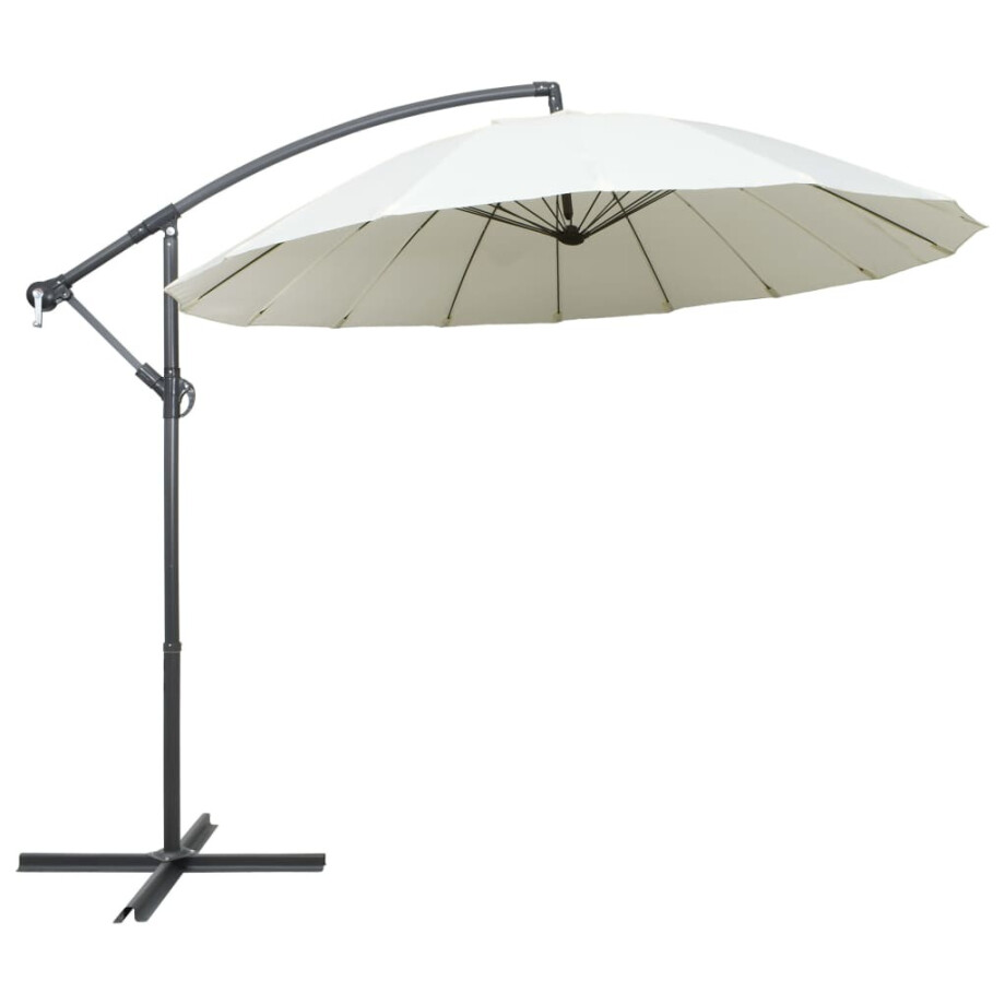 vidaXL Zweefparasol met aluminium paal 3 m wit afbeelding 1