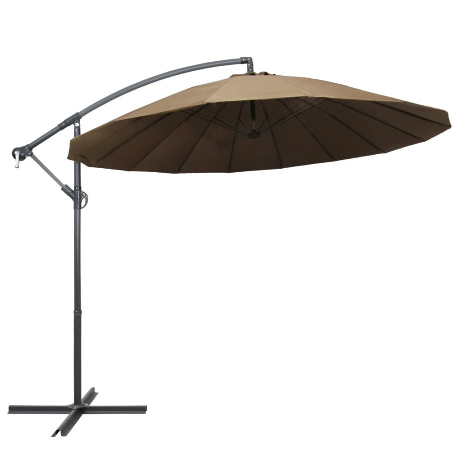 vidaXL Zweefparasol met aluminium paal 3 m taupe afbeelding 1