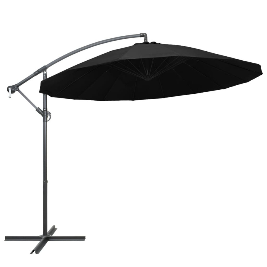 vidaXL Zweefparasol met aluminium paal 3 m zwart afbeelding 1