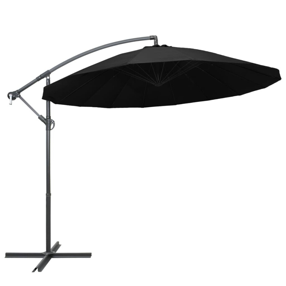 vidaXL Zweefparasol met aluminium paal 3 m zwart vidaXL Zweefparasol met aluminium paal 3 m zwart afbeelding 1