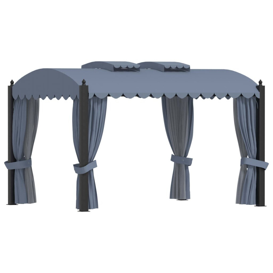 vidaXL Prieel met gordijnen 3x4 m staal antraciet afbeelding 1