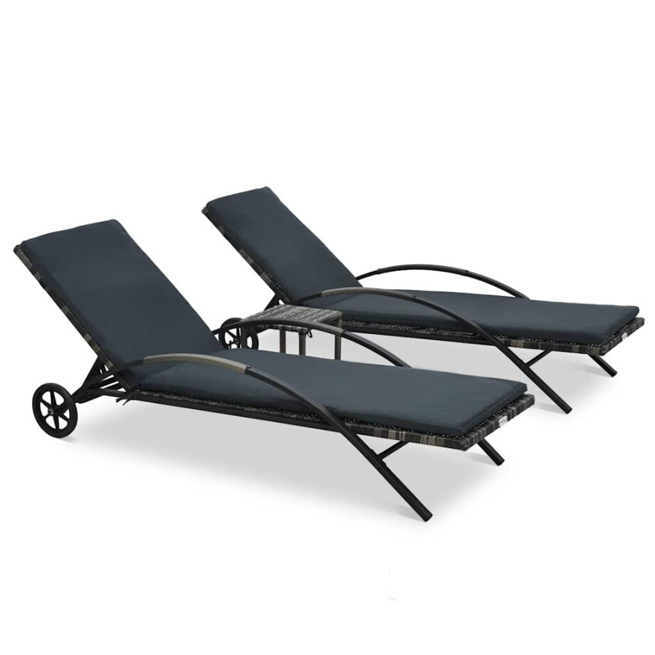 vidaXL Ligbedden met tafel poly rattan antraciet vidaXL Ligbedden met tafel poly rattan antraciet afbeelding 1