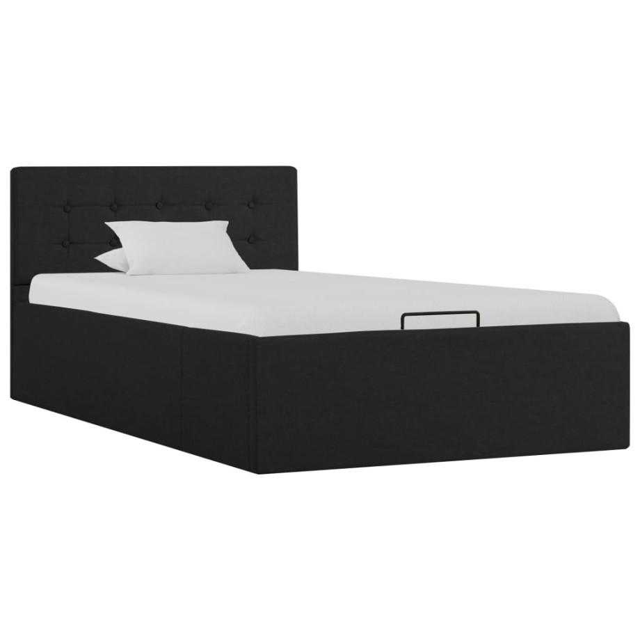 vidaXL Bedframe met hydraulische opslag stof donkergrijs 100x200 cm afbeelding 1