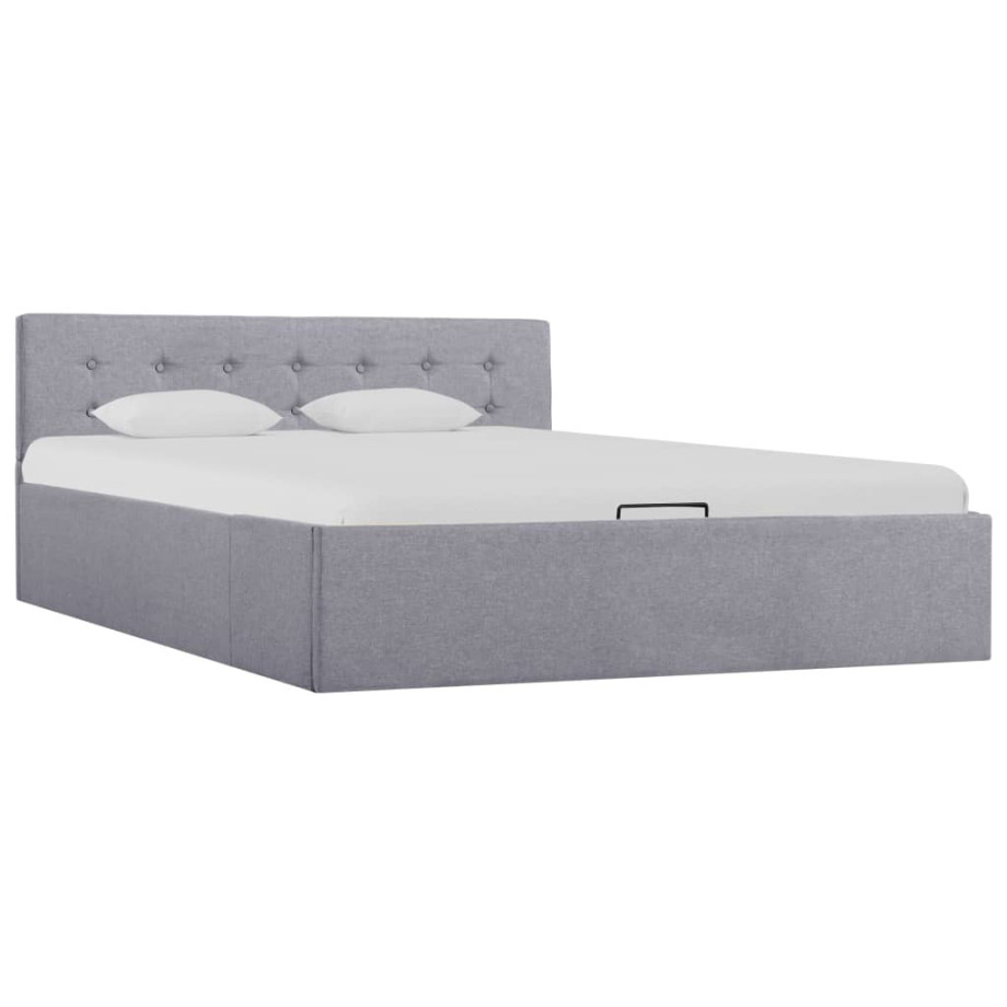 vidaXL Bedframe met hydraulische opslag stof lichtgrijs 140x200 cm afbeelding 1