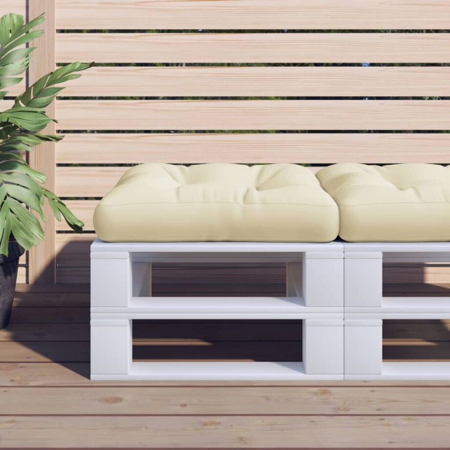 vidaXL Palletkussen 60x61,5x10 cm stof crèmekleurig afbeelding 1