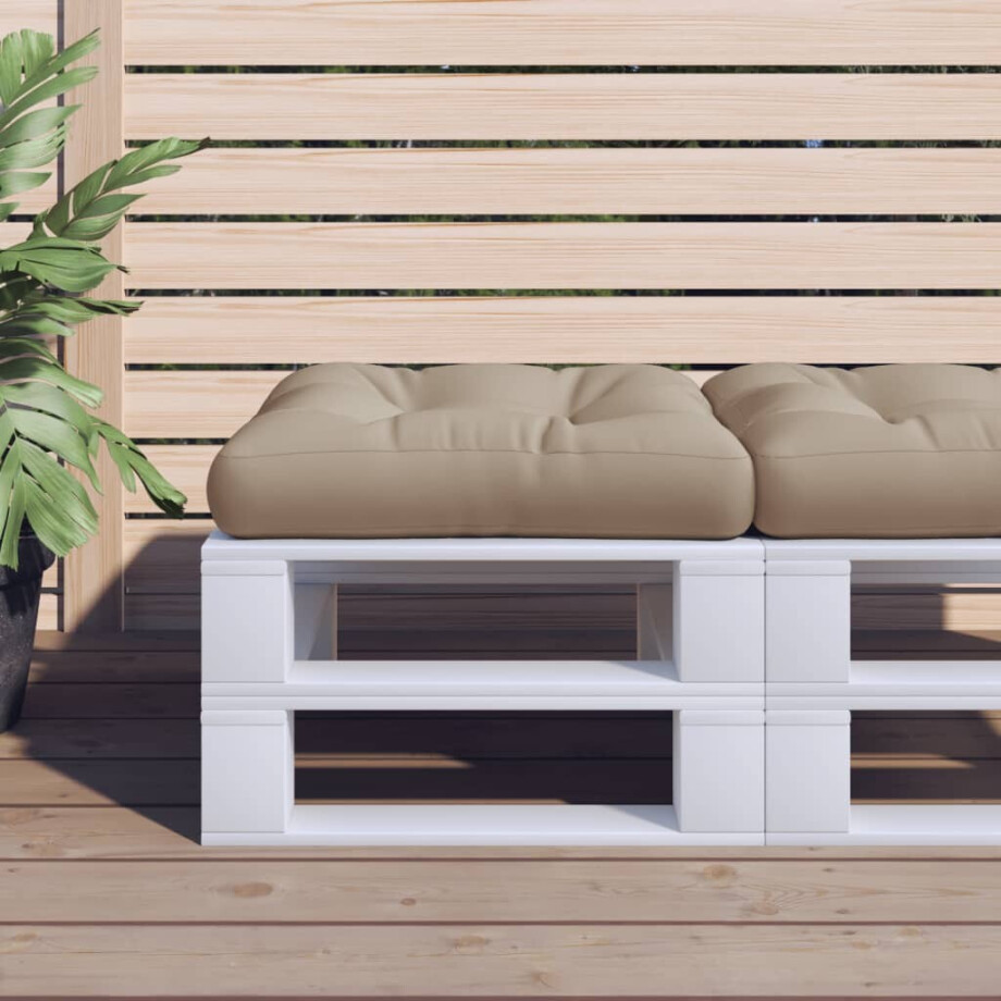 vidaXL Palletkussen 50x50x12 cm stof taupe afbeelding 1