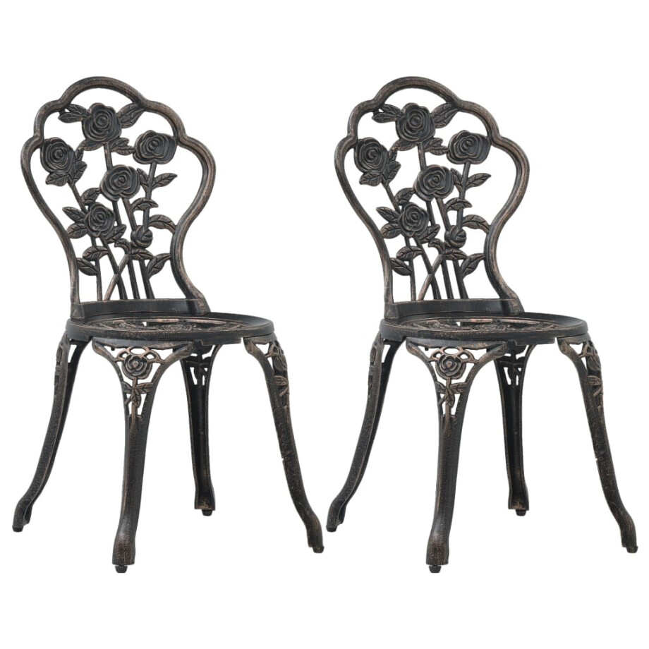 vidaXL Bistrostoelen 2 st gietaluminium bronskleurig afbeelding 1