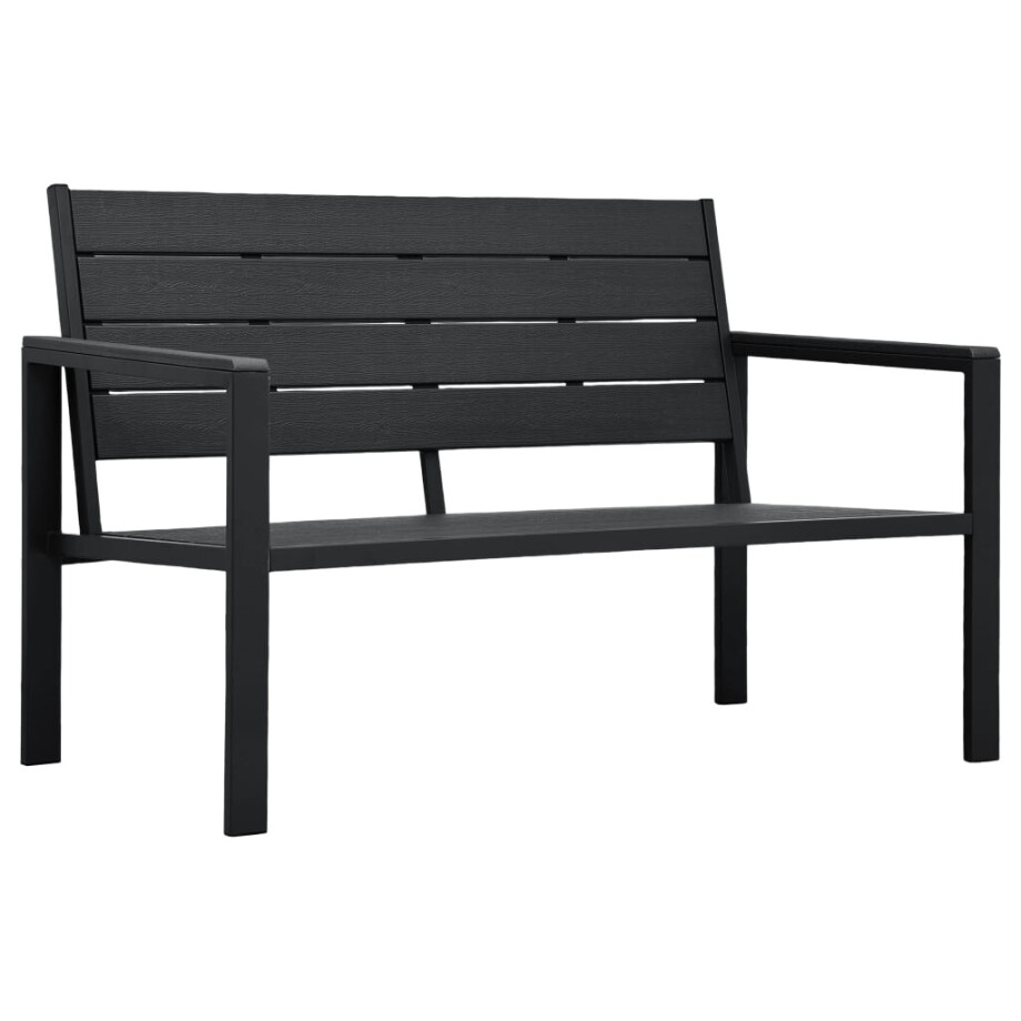 vidaXL Tuinbank hout-look 120 cm HDPE zwart afbeelding 1