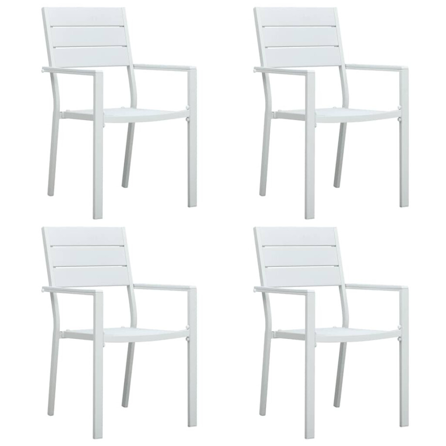 vidaXL Tuinstoelen 4 st hout-look HDPE wit vidaXL Tuinstoelen 4 st hout-look HDPE wit afbeelding 1