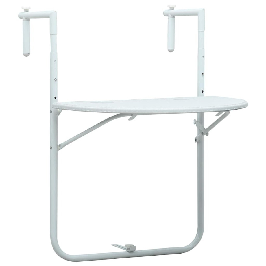 vidaXL Balkontafel hangend 60x64x83,5 cm rattan-look kunststof wit afbeelding 1
