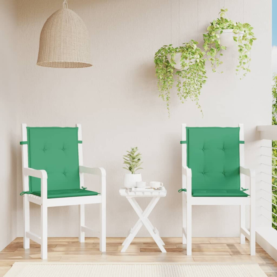 vidaXL Tuinstoelkussens lage rug 2 st 100x50x3 cm oxford stof groen vidaXL Tuinstoelkussens lage rug 2 st 100x50x3 cm oxford stof groen afbeelding 1