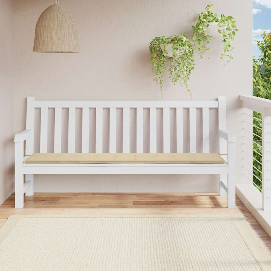 vidaXL Tuinbankkussen 200x50x4 cm oxford stof beige afbeelding 1
