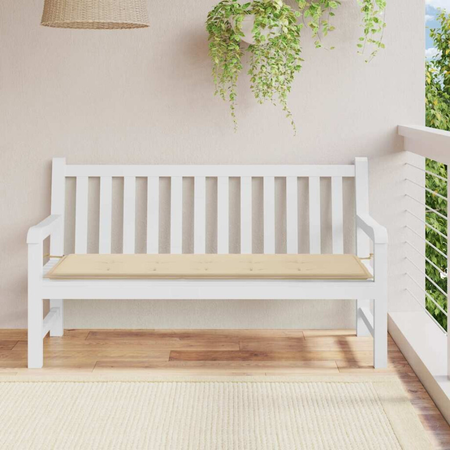 vidaXL Tuinbankkussen 150x50x4 cm oxford stof beige afbeelding 1
