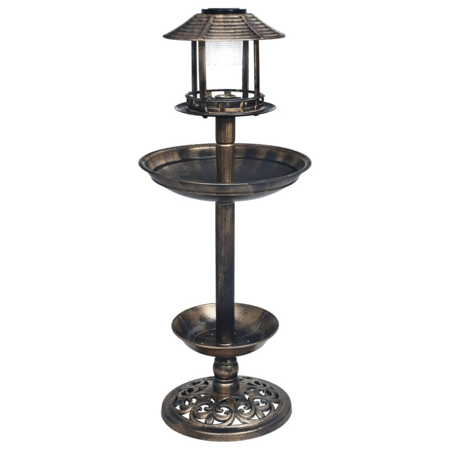 vidaXL Vogelbadje met solar LED-verlichting kunststof afbeelding 1