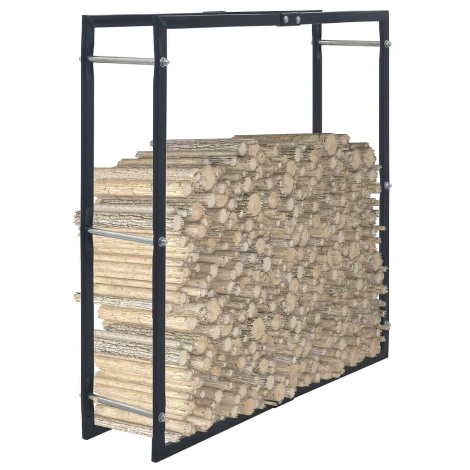 vidaXL Haardhoutrek 100x25x100 cm staal zwart vidaXL Haardhoutrek 100x25x100 cm staal zwart afbeelding 1