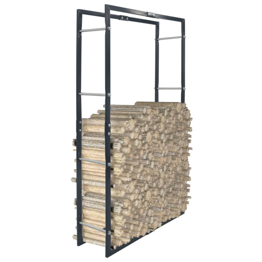 vidaXL Haardhoutrek 80x25x150 cm staal zwart afbeelding 1