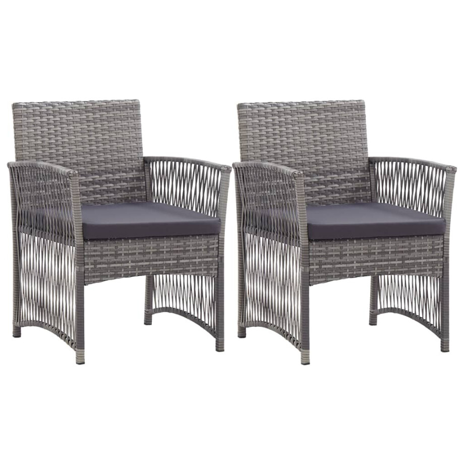 vidaXL Tuinstoelen met kussens 2 st poly rattan antraciet vidaXL Tuinstoelen met kussens 2 st poly rattan antraciet afbeelding 1