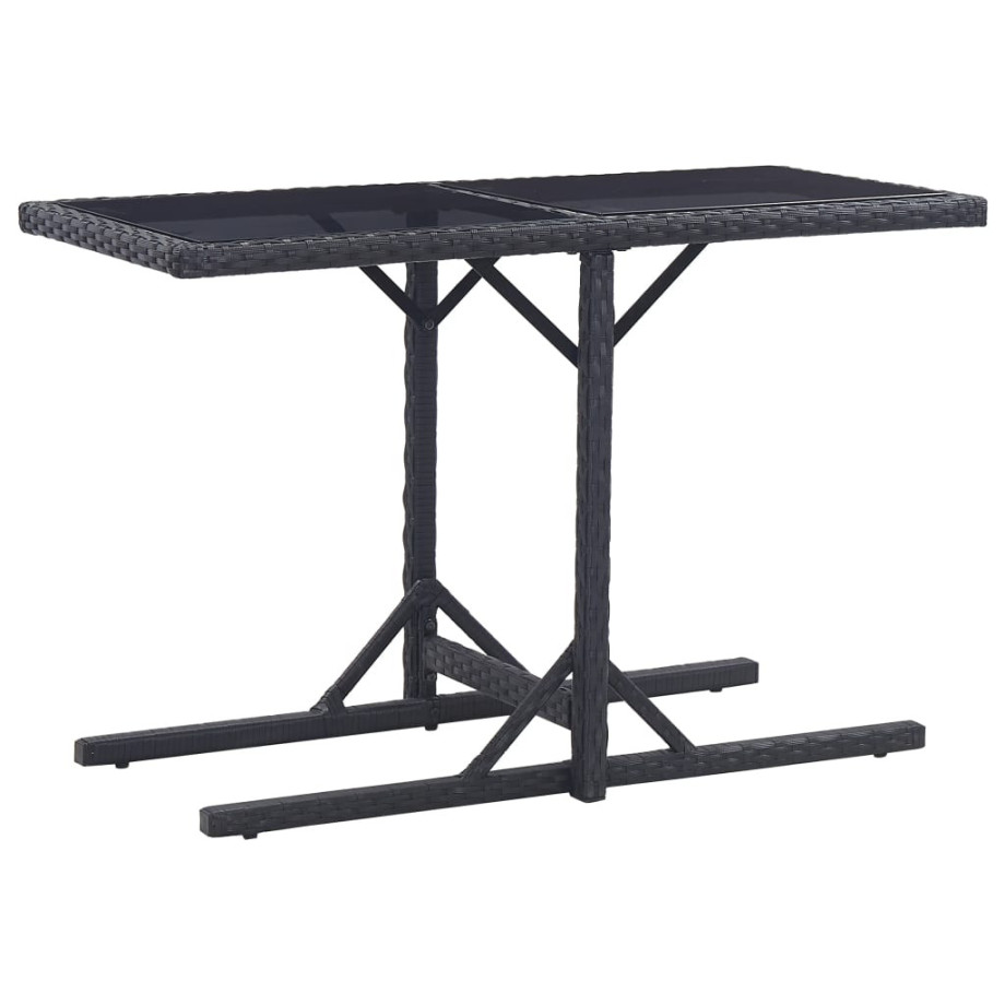 vidaXL Tuintafel 110x53x72 cm glas en poly rattan zwart afbeelding 1