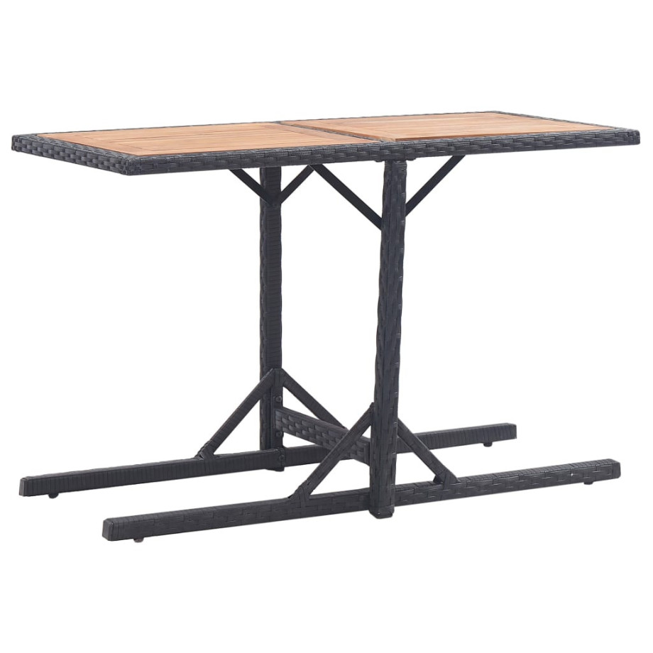 vidaXL Tuintafel massief acaciahout en poly rattan zwart afbeelding 1