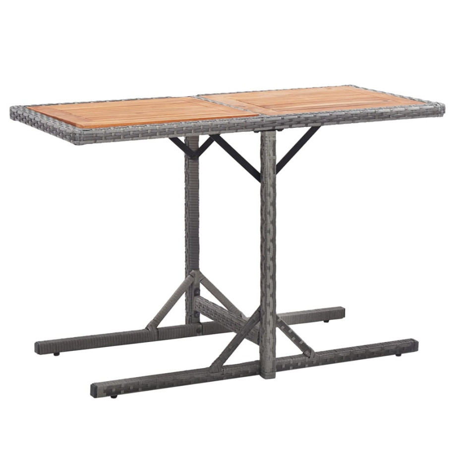 vidaXL Tuintafel poly rattan en massief acaciahout antraciet afbeelding 1