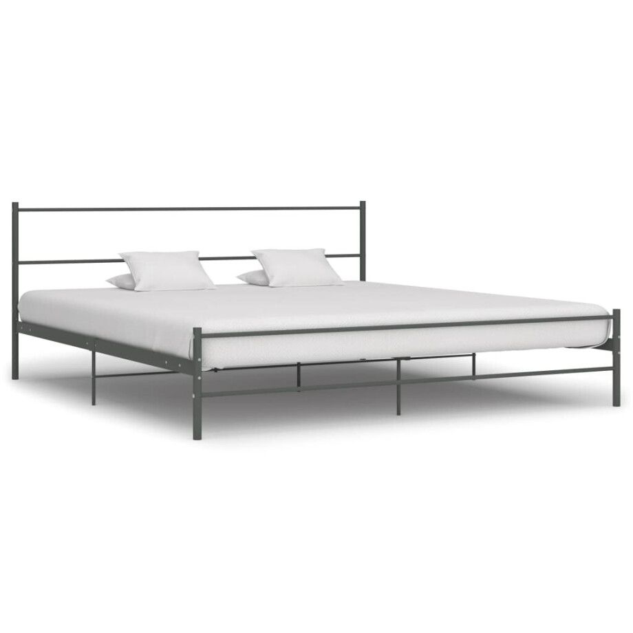 vidaXL Bedframe metaal grijs 200x200 cm afbeelding 1