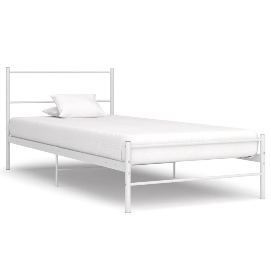 vidaXL Bedframe metaal wit 90x200 cm afbeelding 1