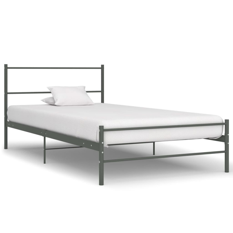 vidaXL Bedframe metaal grijs 90x200 cm afbeelding 1