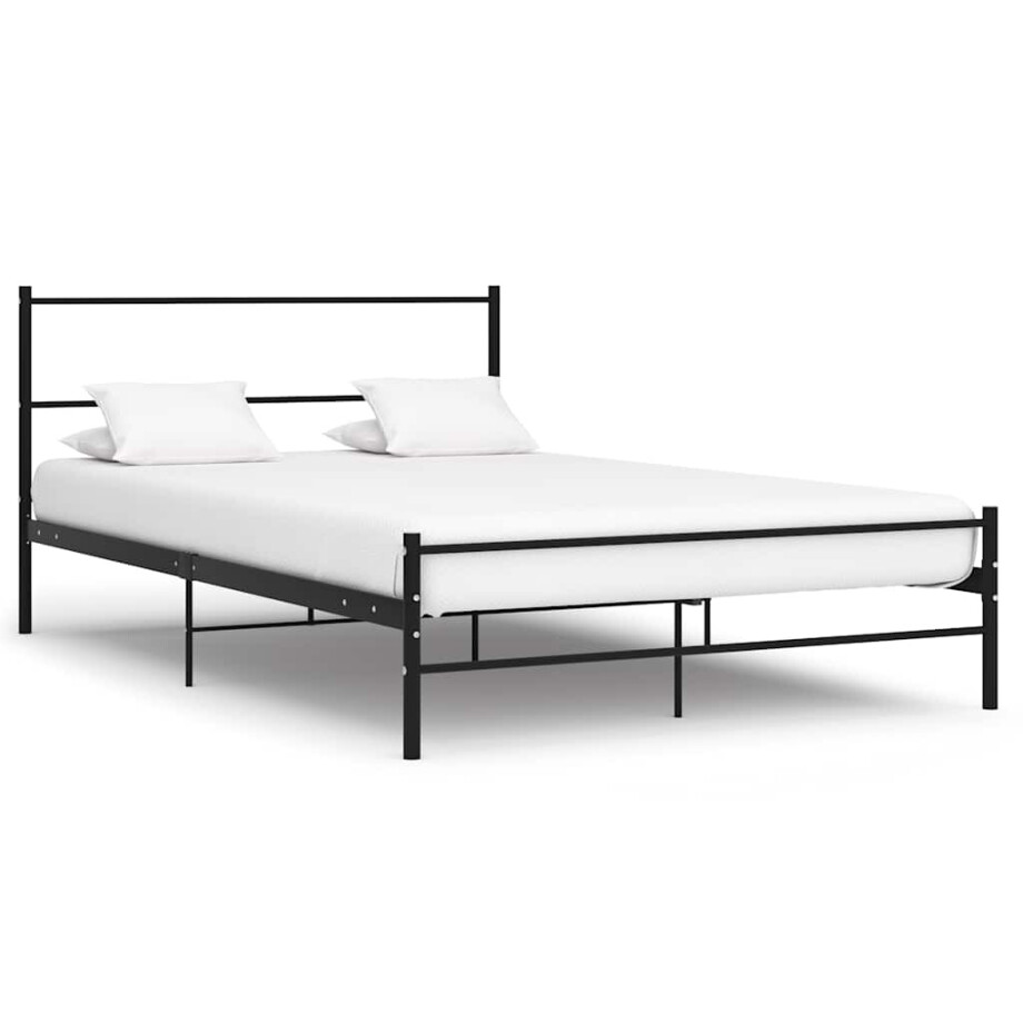 vidaXL Bedframe met hoofdeinde zonder matras 140x200 cm metaal zwart afbeelding 1
