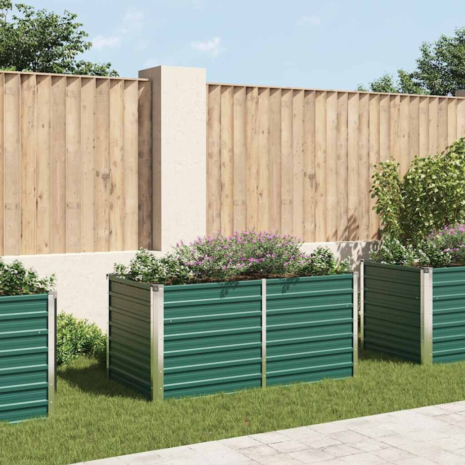 vidaXL Plantenbak verhoogd 160x80x77 cm gegalvaniseerd staal groen afbeelding 1