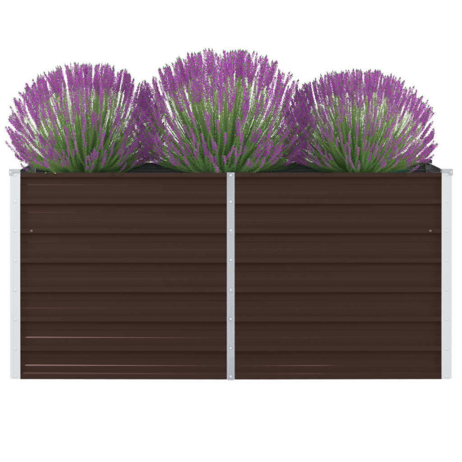 vidaXL Plantenbak verhoogd 160x80x45 cm gegalvaniseerd staal bruin afbeelding 1