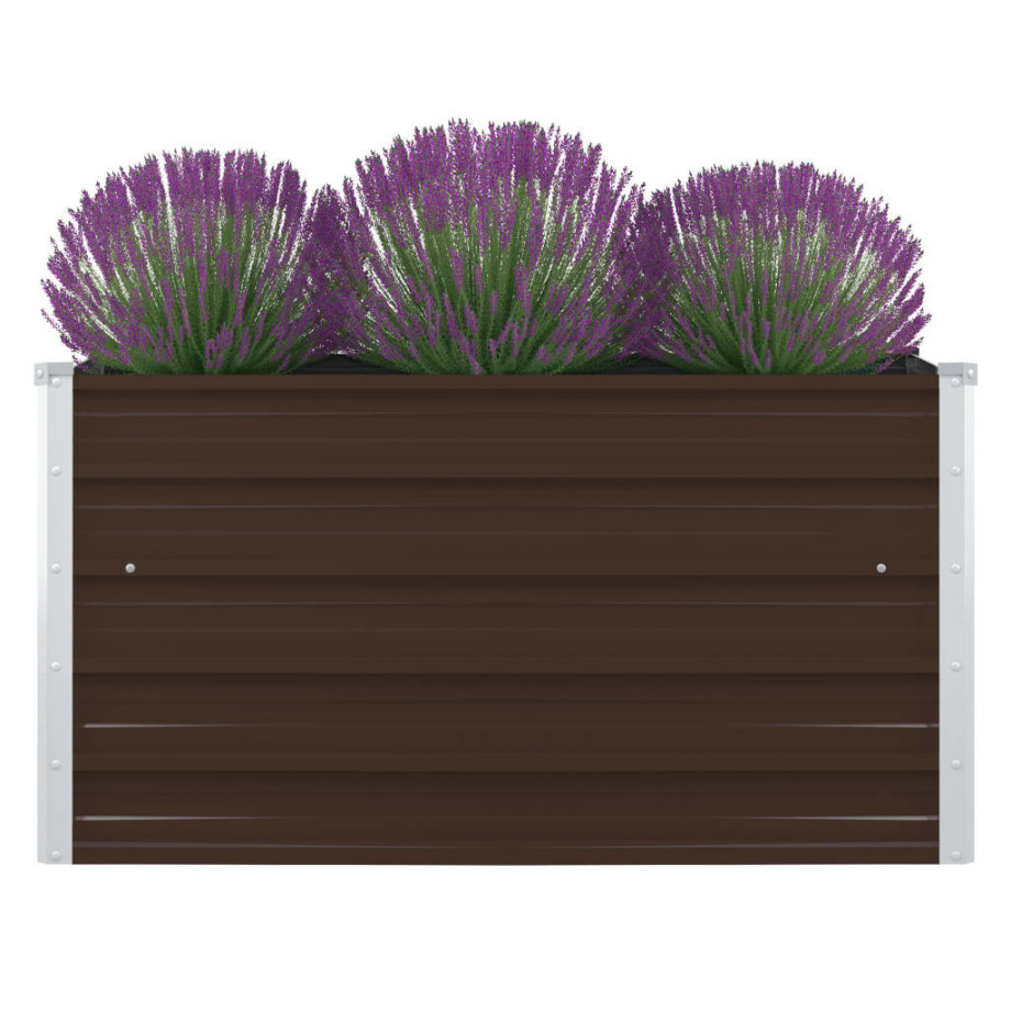 vidaXL Plantenbak verhoogd 100x100x45 cm gegalvaniseerd staal bruin afbeelding 1