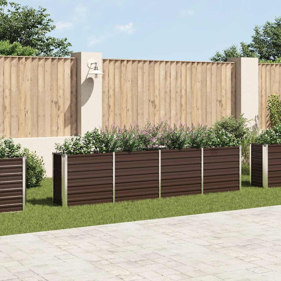 vidaXL Plantenbak verhoogd 320x40x77 cm gegalvaniseerd staal bruin afbeelding 1