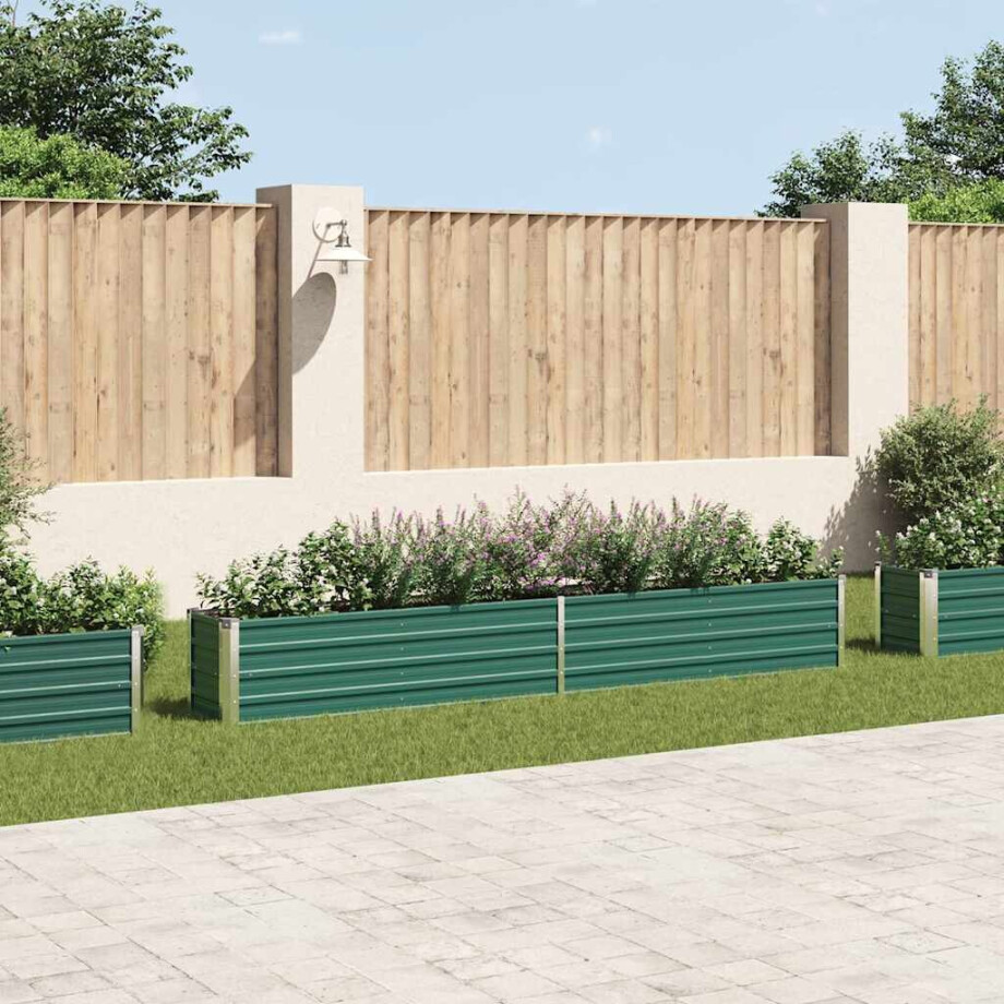 vidaXL Plantenbak verhoogd 320x40x45 cm gegalvaniseerd staal groen afbeelding 1