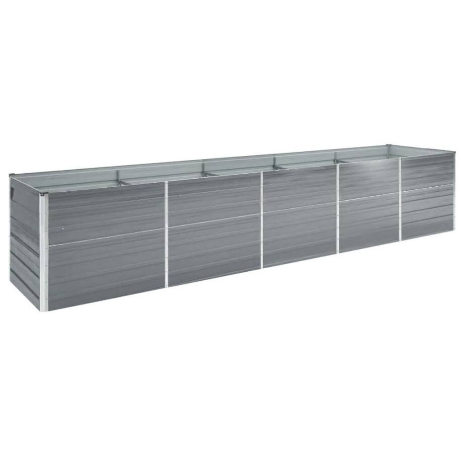 vidaXL Plantenbak verhoogd 400x80x77 cm gegalvaniseerd staal grijs afbeelding 1