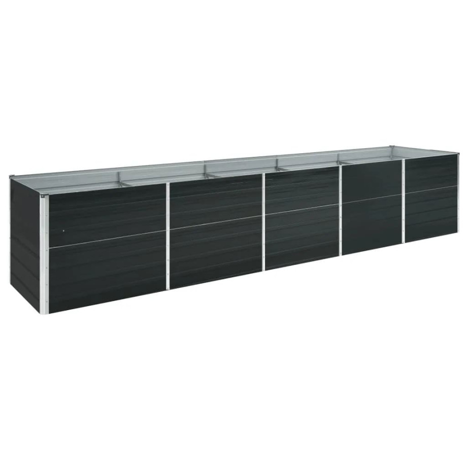 vidaXL Plantenbak verhoogd 400x80x77 cm gegalvaniseerd staal antraciet afbeelding 1