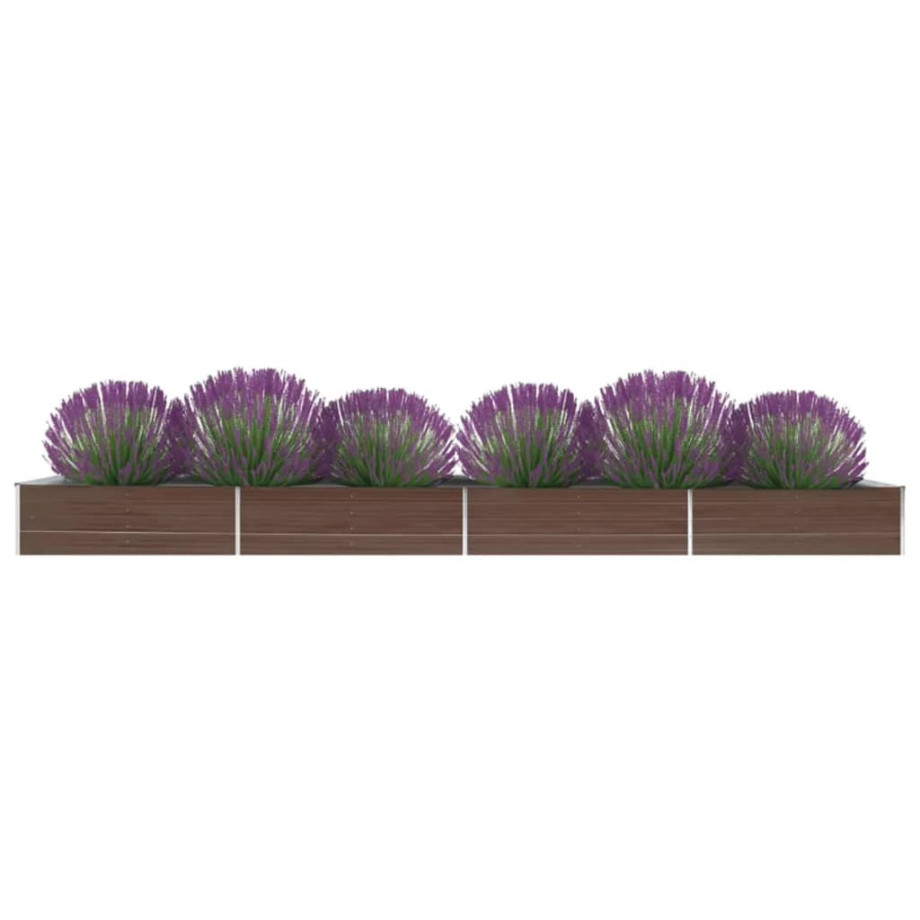 vidaXL Plantenbak verhoogd 600x80x45 cm gegalvaniseerd staal bruin afbeelding 1