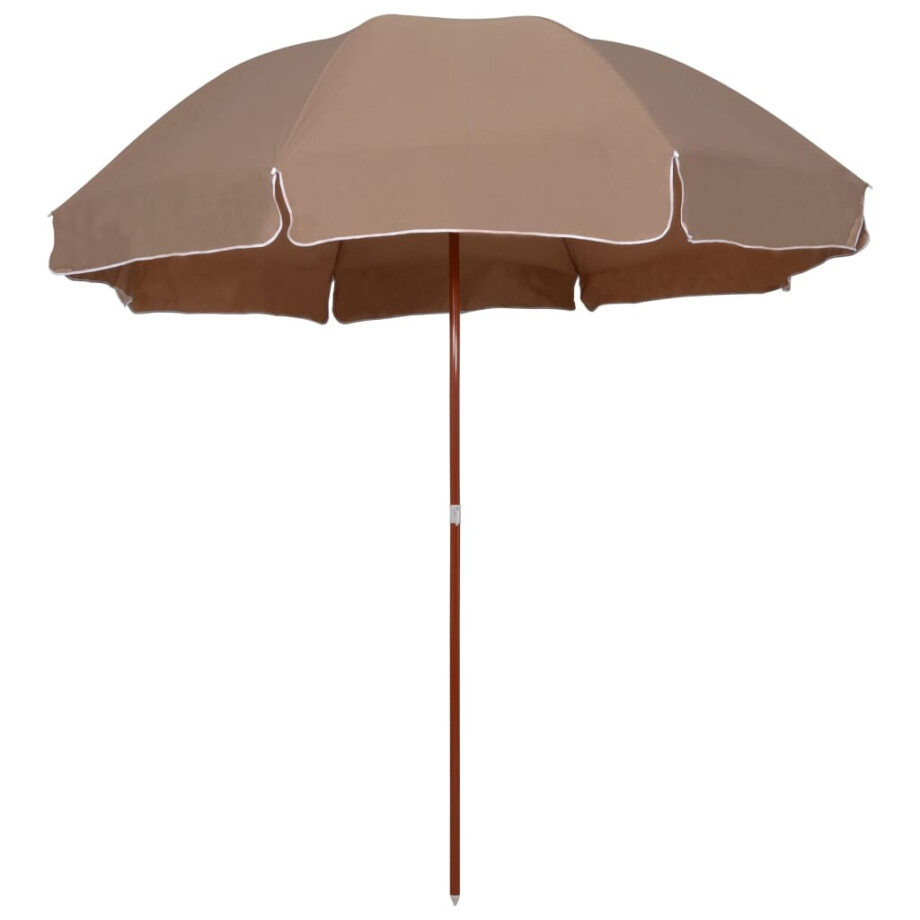 vidaXL Parasol met stalen paal 300 cm taupe afbeelding 1