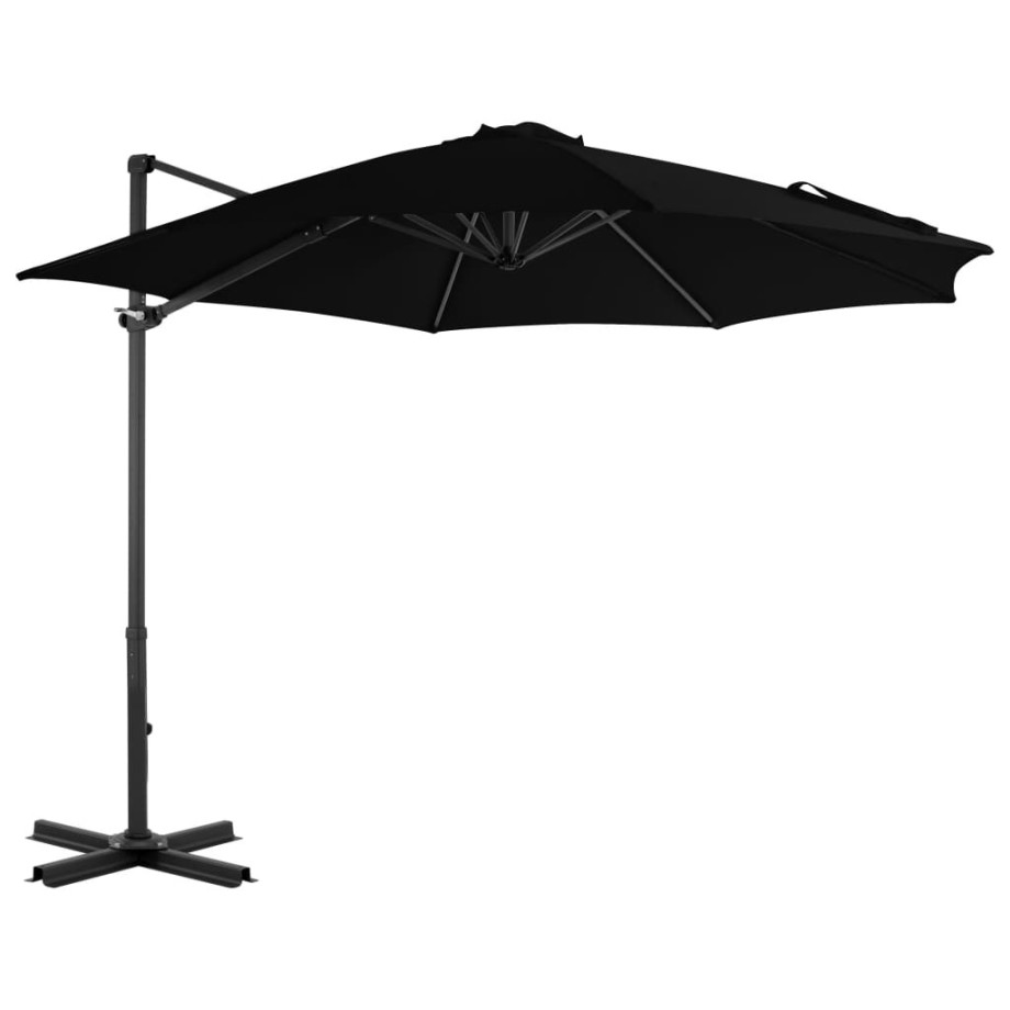 vidaXL Zweefparasol met aluminium paal 300 cm zwart afbeelding 1