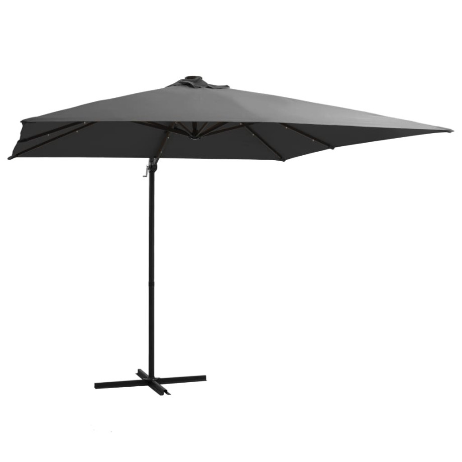 vidaXL Zweefparasol met LED en stalen paal 250x250 cm antracietkleurig afbeelding 1