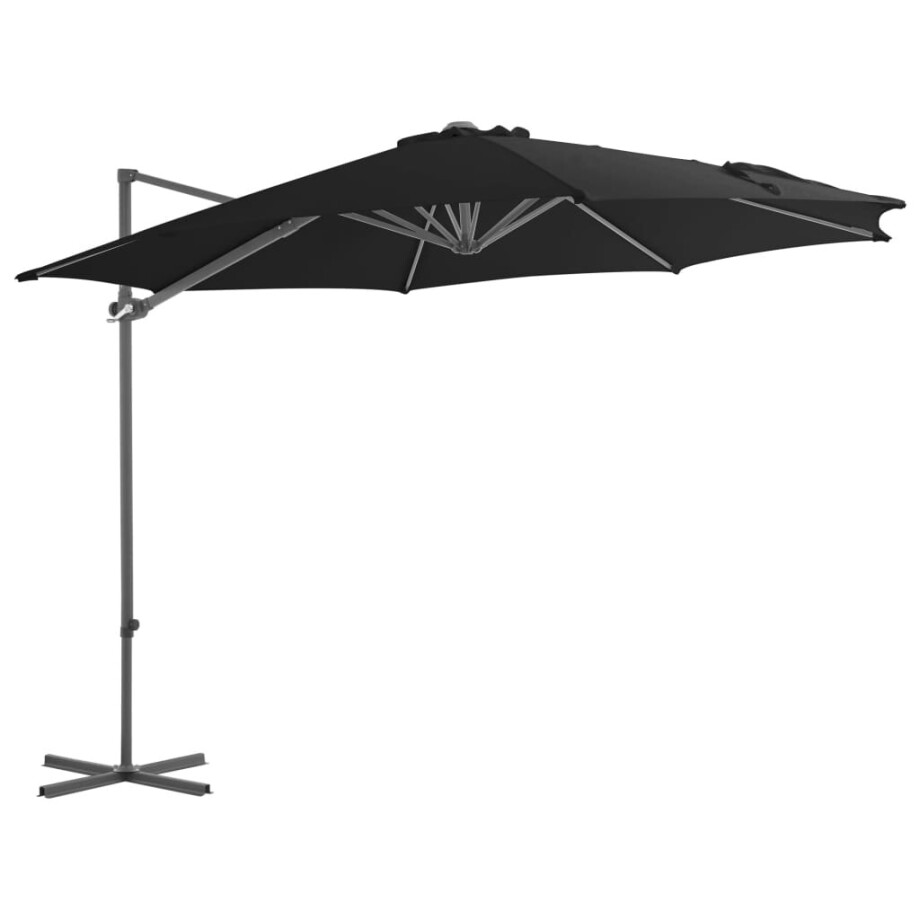 vidaXL Zweefparasol met stalen paal 300 cm zwart vidaXL Zweefparasol met stalen paal 300 cm zwart afbeelding 1