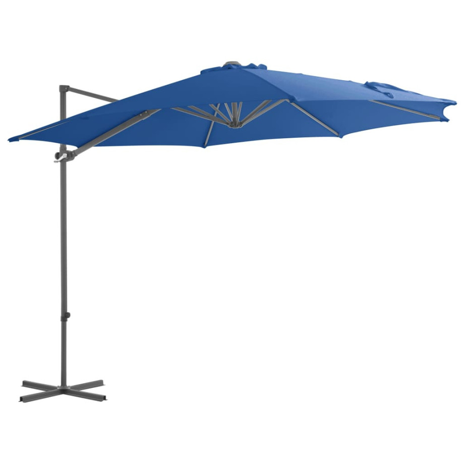 vidaXL Zweefparasol met stalen paal 300 cm azuurblauw afbeelding 1