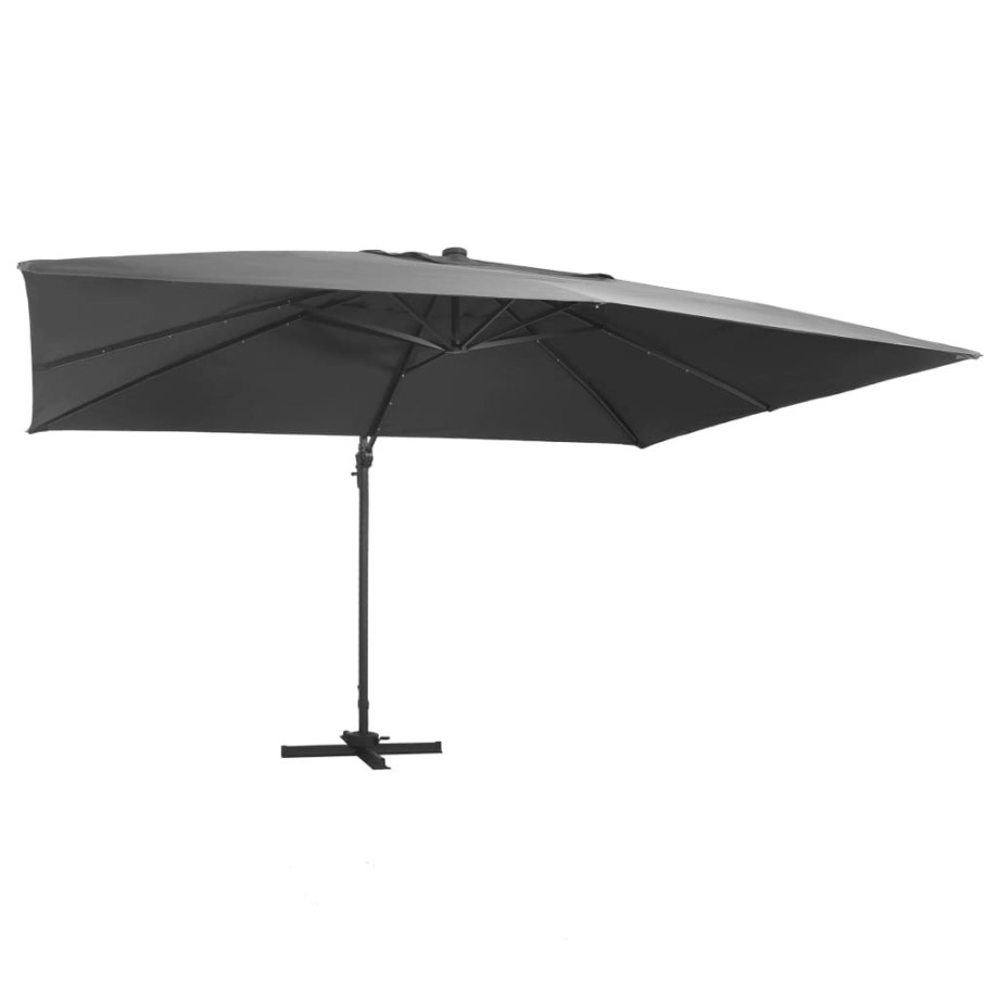 vidaXL Zweefparasol met LED en aluminium paal 400x300 cm antraciet afbeelding 1