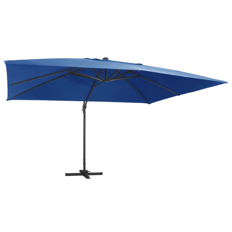 vidaXL Zweefparasol met LED en aluminium paal 400x300 cm azuurblauw afbeelding 1