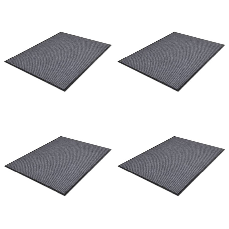 vidaXL Deurmatten 4 st 90x60 cm PVC grijs afbeelding 1