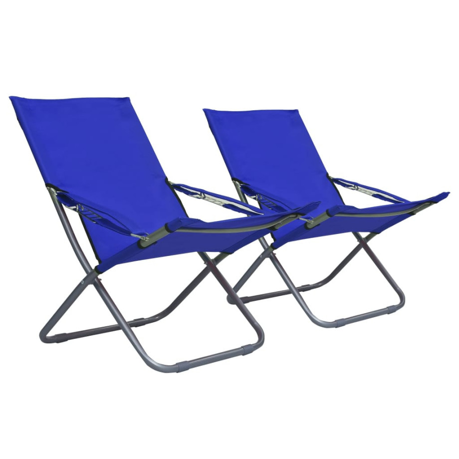 vidaXL Strandstoelen 2 st inklapbaar stof blauw afbeelding 1