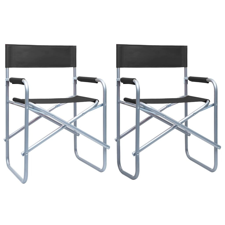 vidaXL Regisseursstoelen 2 st staal zwart afbeelding 1