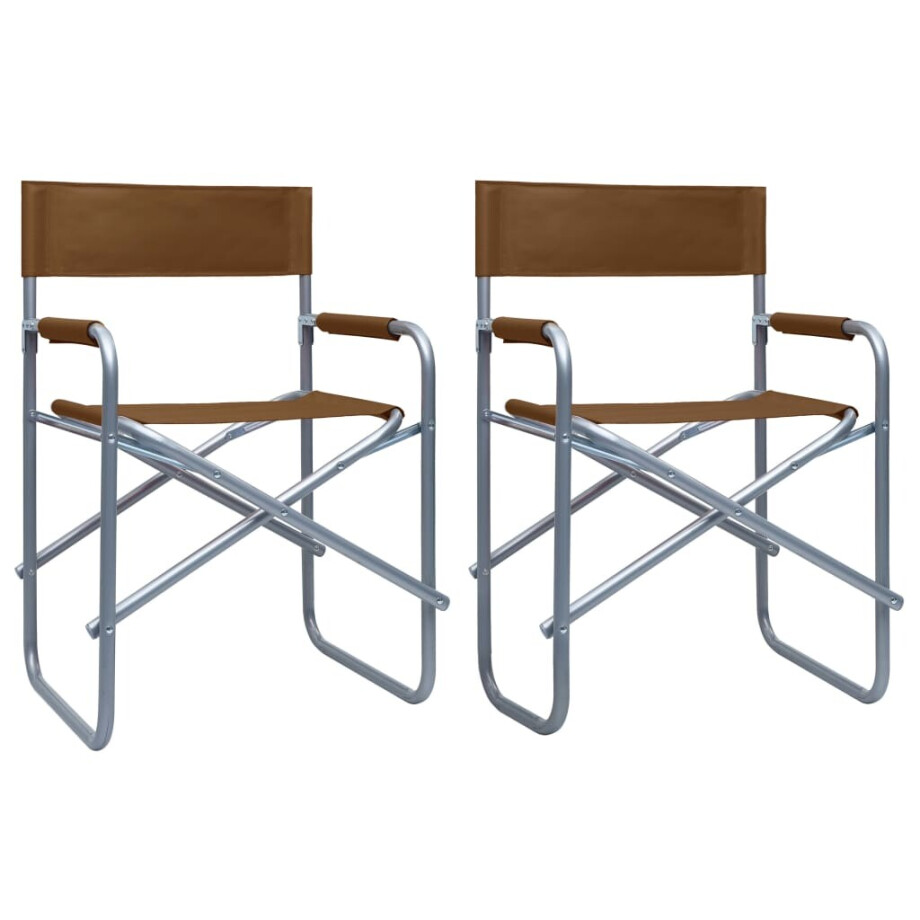vidaXL Regisseursstoelen 2 st staal bruin afbeelding 1