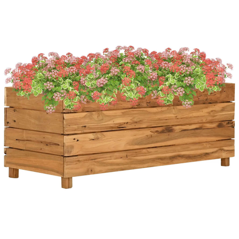 vidaXL Plantenbak verhoogd 100x40x38 cm gerecycled teakhout en staal afbeelding 1