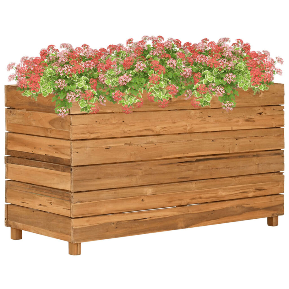 vidaXL Plantenbak verhoogd 100x40x38 cm gerecycled teakhout en staal afbeelding 1